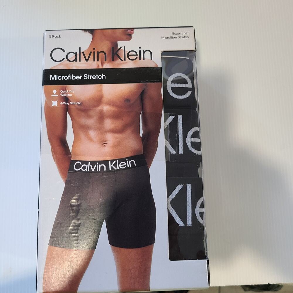 NWT Calvin Klein Men's Boxer Brief Microfiber Stretch Size XL 5 Pack Black
